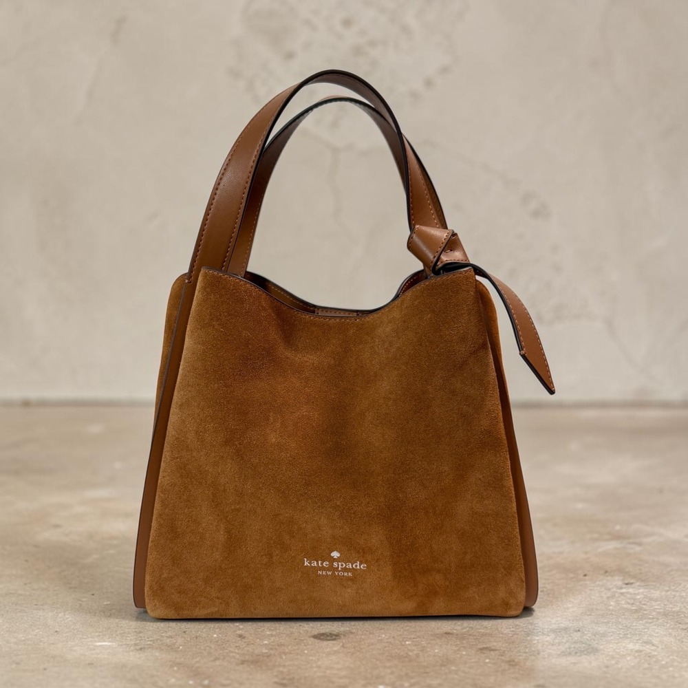 Kate Spade Knott Medium Satchel Gingerbread Brown Suede Leather Crossbody Bag